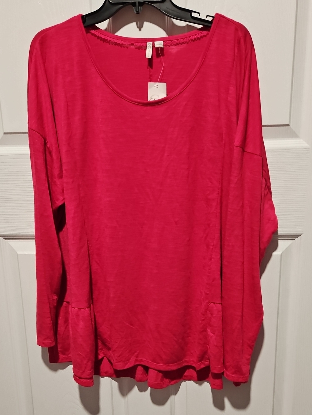 Cato Hot Pink Long Sleeve Scoop Neck Top